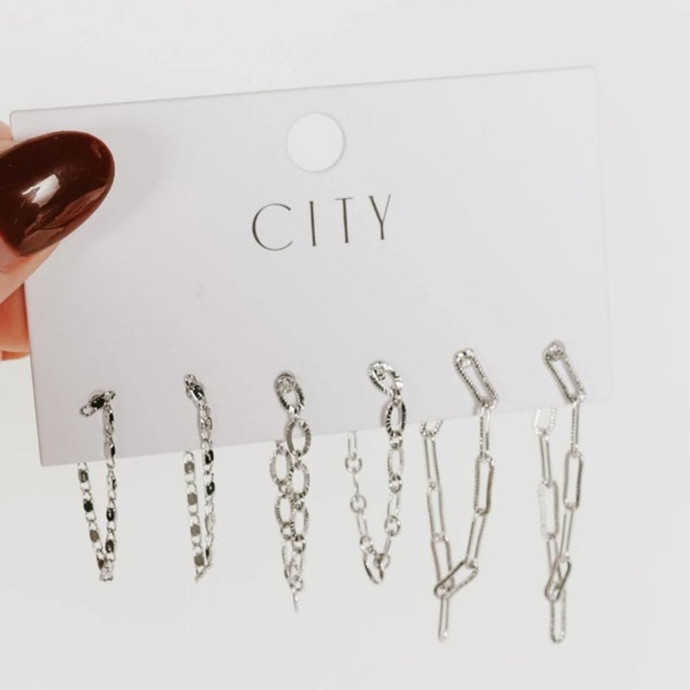 Chain Link Earrings (set of 3 pr)